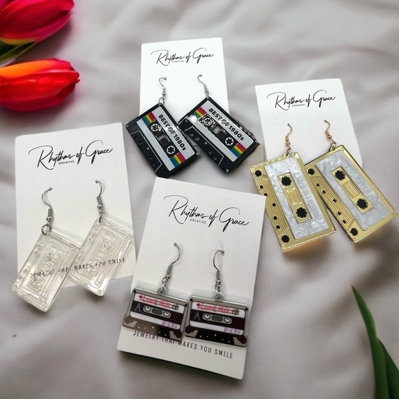 NWT Cassette Dangle Earrings - Perfect for Music Lovers and Retro Enthusiasts! - Picture 2 of 6